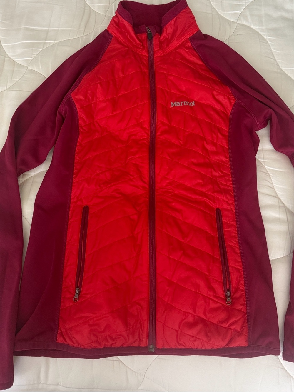 Marmot Women's Red and Burgundy Quilted Hybrid Jacket